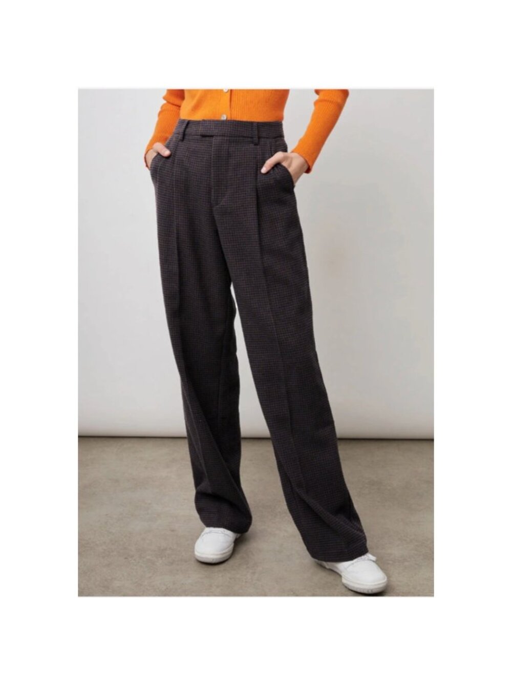 Rails Marnie Pleated Wool Blend Trouser Womens 10 Midnight‎ Brown Mini Check
